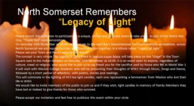 “Legacy of Light” Saturday 10th November