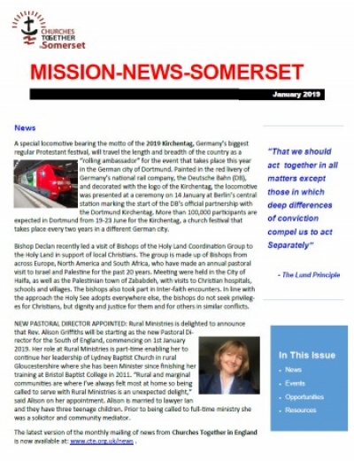 Somerset Churches Together Newsletter – January 2019