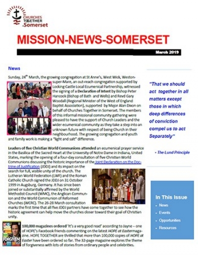 Somerset Churches Together Newsletter – March 2019