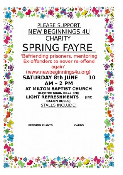 PLEASE SUPPORT the NEW BEGINNINGS 4U CHARITY SPRING FAYRE